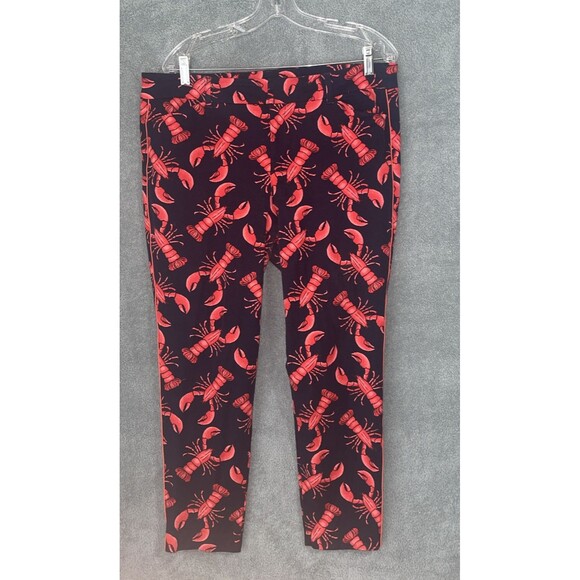 Old Navy Pants Womens 14 Blue Ankle Pixie Lobster Print Stretch Cotton Casual - Picture 1 of 11